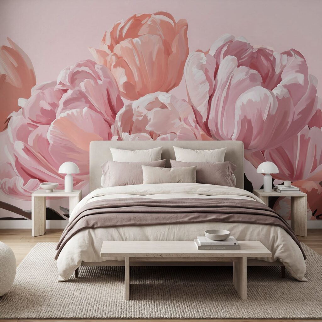 Tulipas de um rosa suave em plena floração