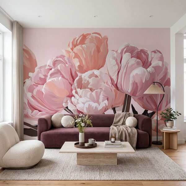 Tulipas de um rosa suave em plena floração
