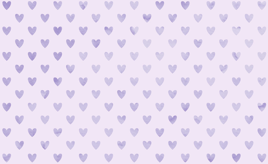 Purple hearts on a white background