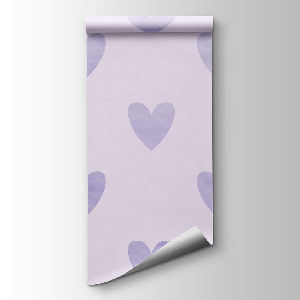 Purple hearts on a white background