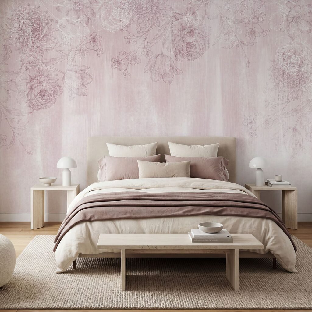 Padrão floral rosa e branco