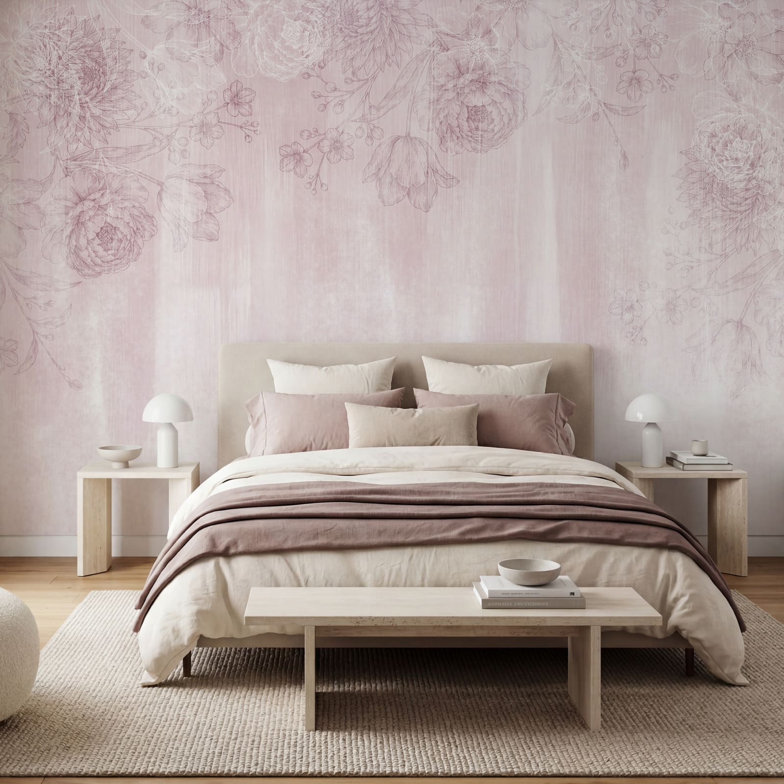 Padrão floral rosa e branco