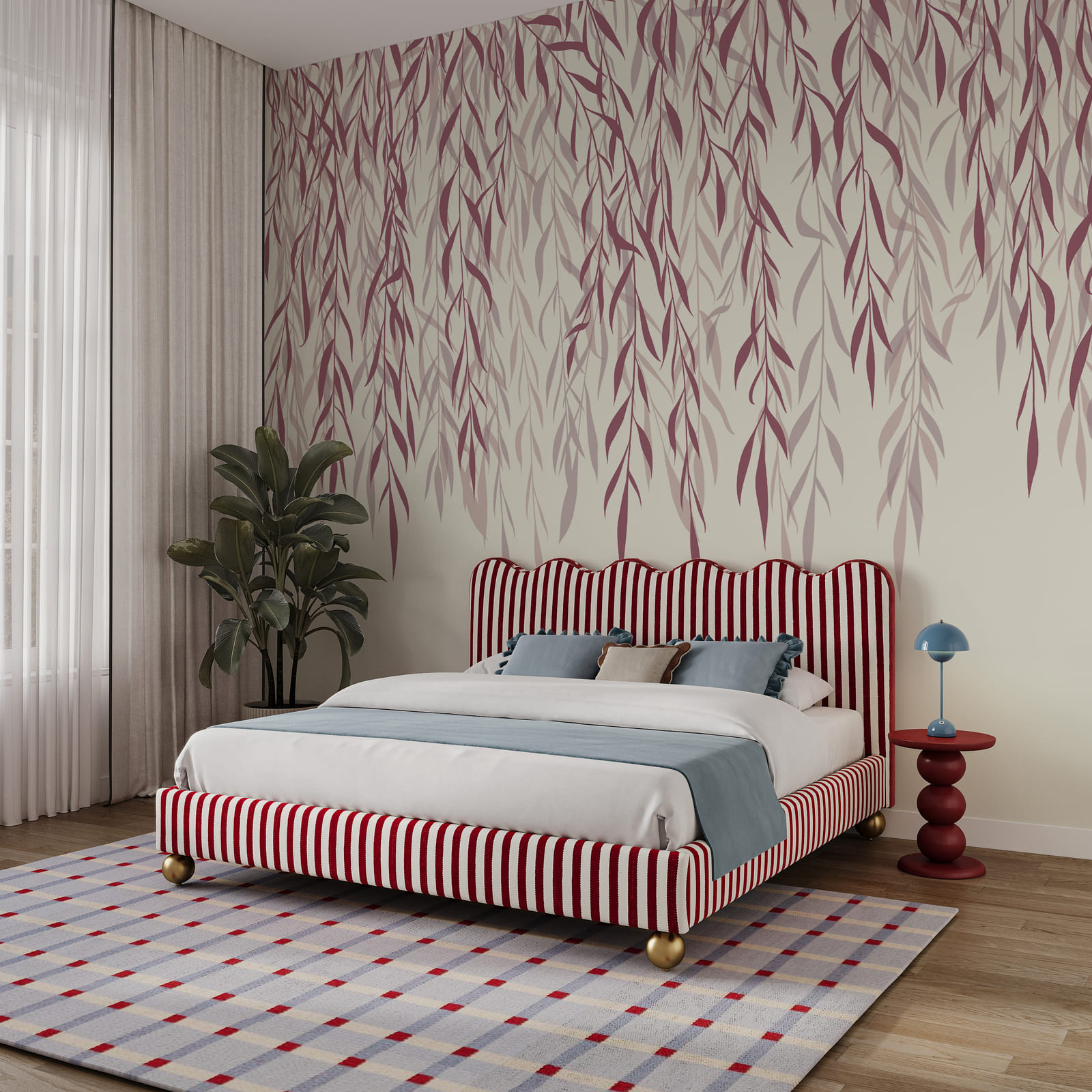 Folhas delicadas em tons suaves de rosa
