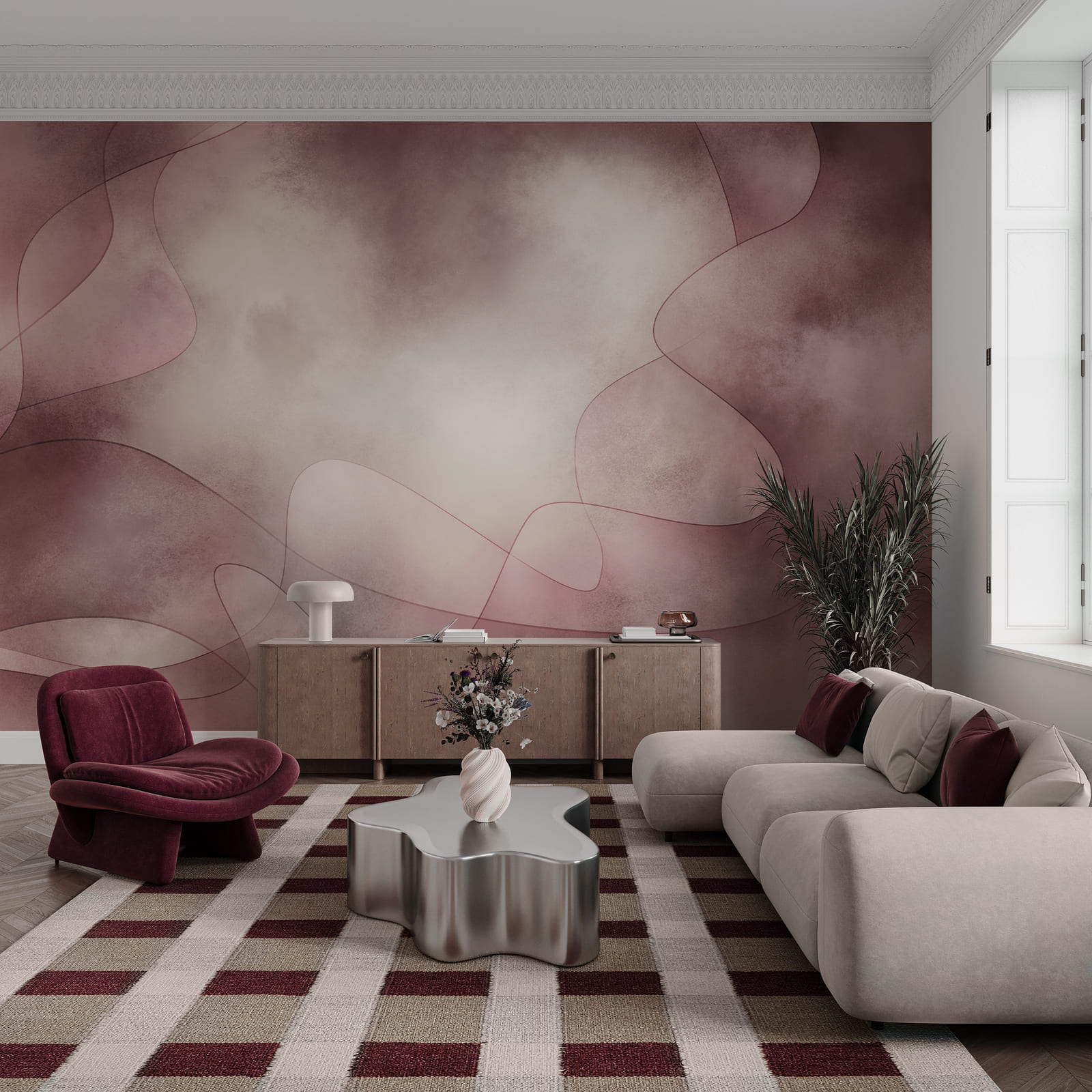Fundo rosa e branco