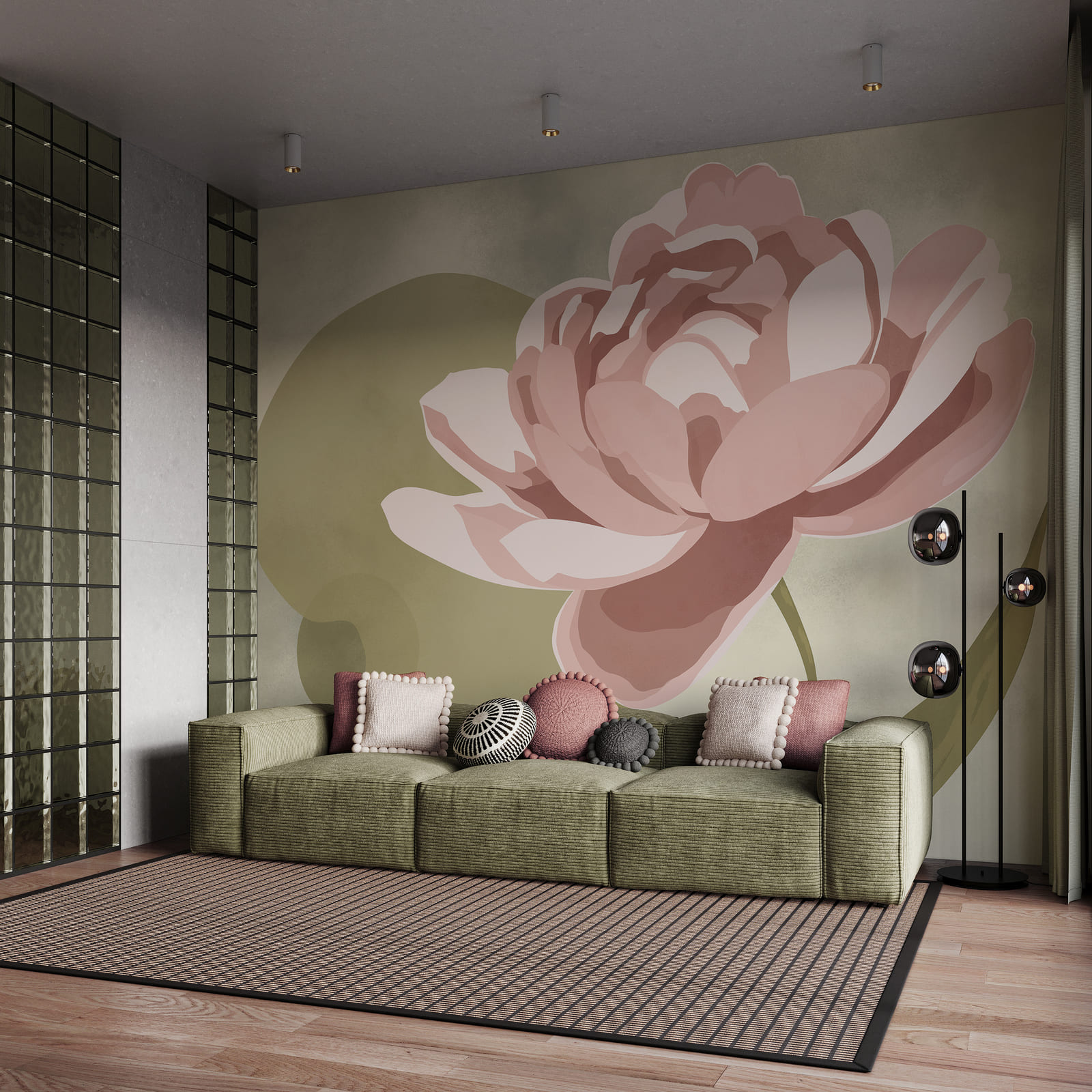 Flor cor-de-rosa com folhas verdes Flor cor-de-rosa com folhas verdes
