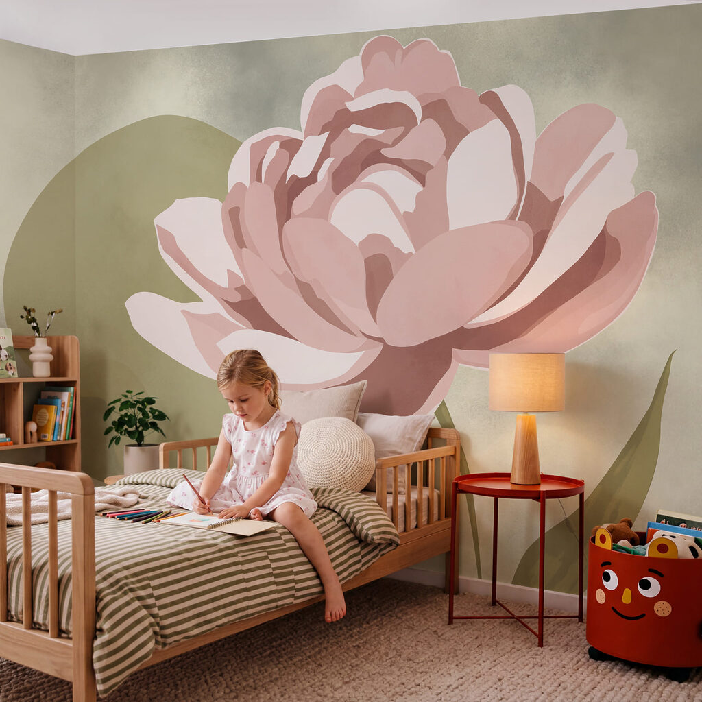 Flor cor-de-rosa com folhas verdes Flor cor-de-rosa com folhas verdes