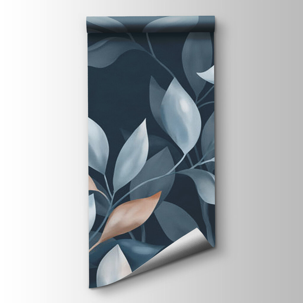 Blue and white leaves on a blue background