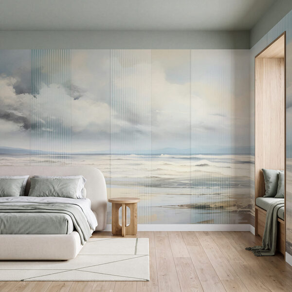 Papel de parede Papel de parede Praia com ondas e nuvens (REF: w04203)