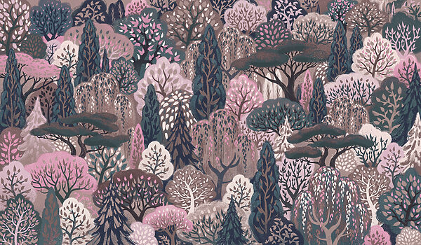 Papel de parede Grupo de árvores numa floresta (REF: t01033v2) Papel de parede Grupo de árvores numa floresta (REF: t01033v2)