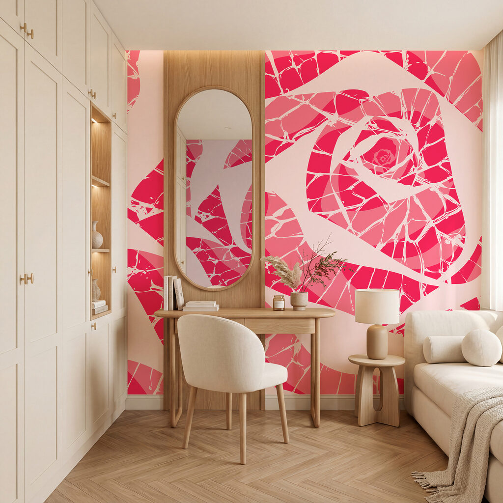 Papel de parede Padrão rosa e branco (REF: t01035v4)