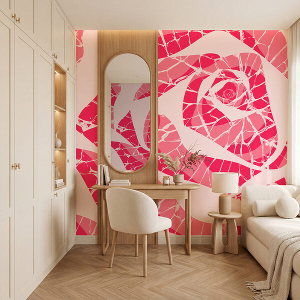 Papel de parede Padrão rosa e branco (REF: t01035v4)