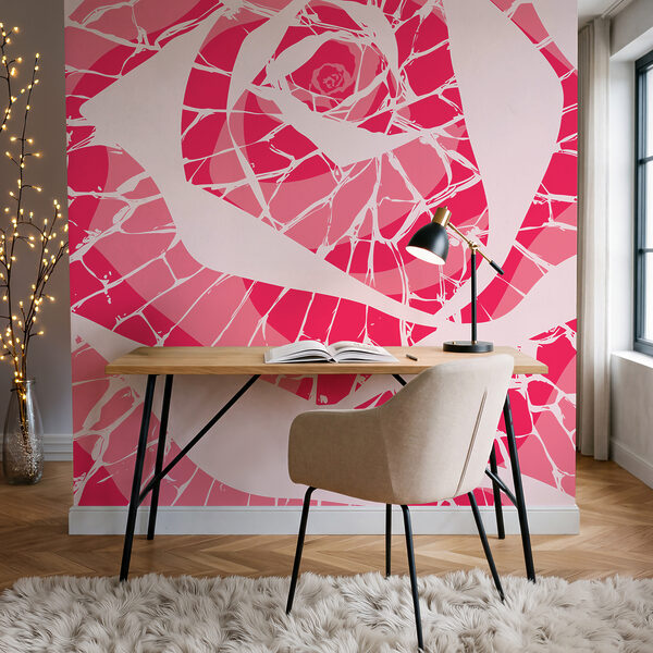 Papel de parede Padrão rosa e branco (REF: t01035v4)