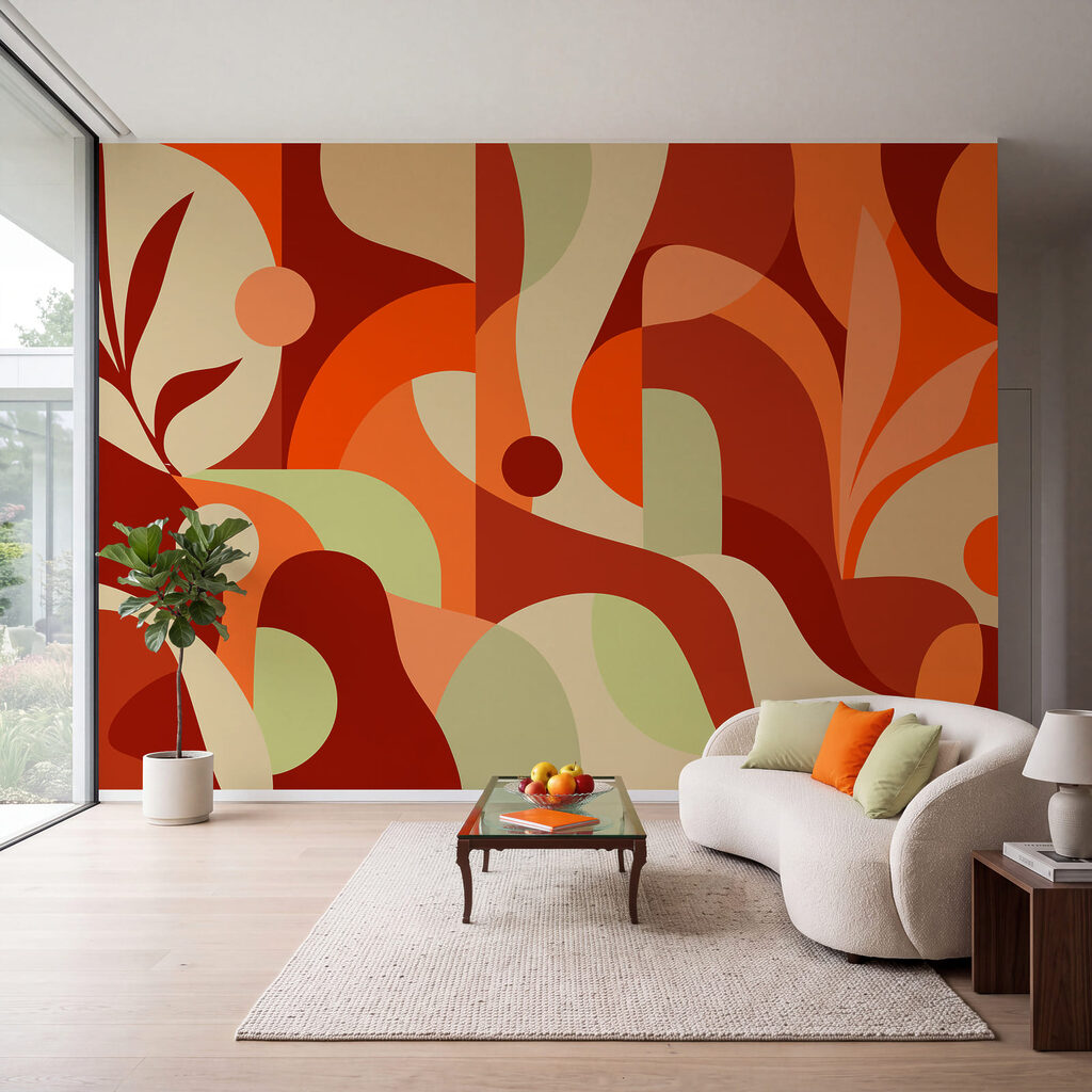 Papel de parede Obra de arte colorida com formas curvas (REF: t01036v7)