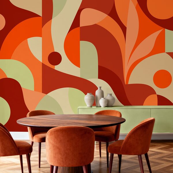 Papel de parede Obra de arte colorida com formas curvas (REF: t01036v7)