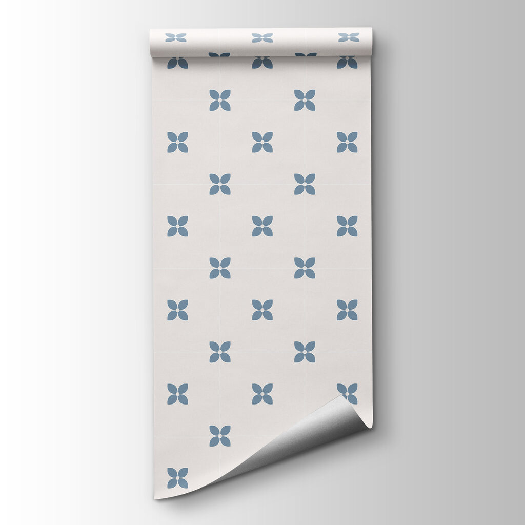 Papel de parede Padrão de flores azuis e brancas (REF: t01066v2)