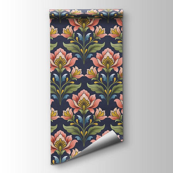 Papel de parede Padrão de flores sobre um fundo azul (REF: t01094v1)
