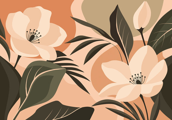 Papel de parede Flores delicadas sobre um fundo quente (REF: t01045)