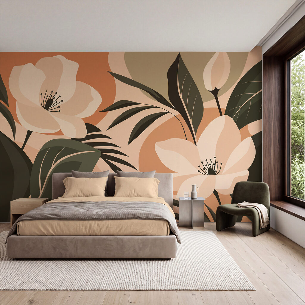 Papel de parede Flores delicadas sobre um fundo quente (REF: t01045)