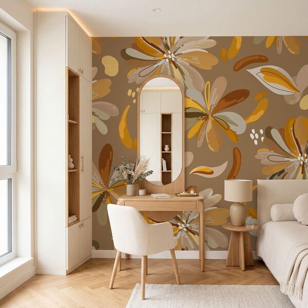 Papel de parede Padrão de flores e folhas (REF: t01059)