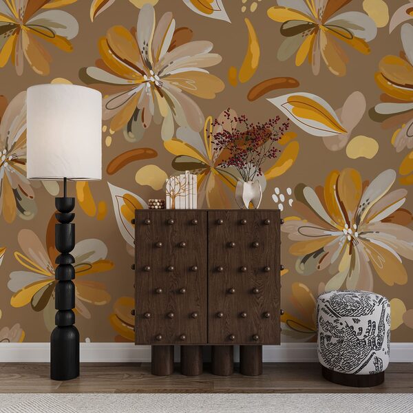 Papel de parede Padrão de flores e folhas (REF: t01059)