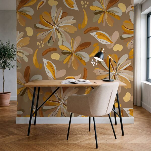 Papel de parede Padrão de flores e folhas (REF: t01059)