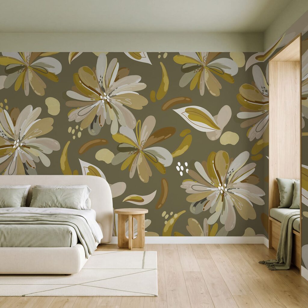 Papel de parede Padrão de flores e folhas (REF: t01059v1)