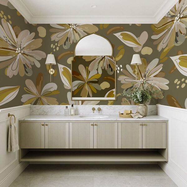 Papel de parede Padrão de flores e folhas (REF: t01059v1)