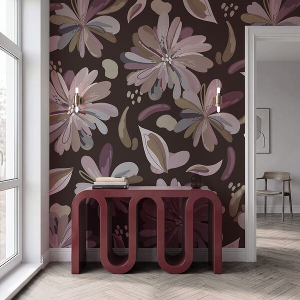 Papel de parede Padrão de flores sobre um fundo castanho (REF: t01059v2) Papel de parede Padrão de flores sobre um fundo castanho (REF: t01059v2)