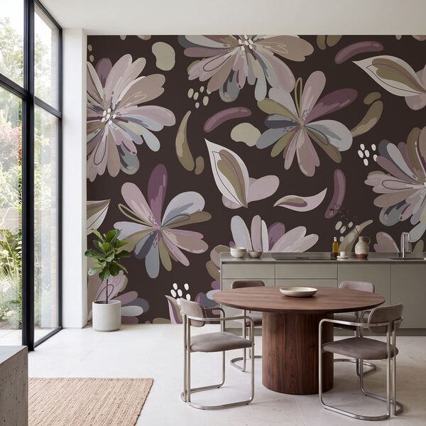 Papel de parede Padrão de flores sobre um fundo castanho (REF: t01059v2) Papel de parede Padrão de flores sobre um fundo castanho (REF: t01059v2)