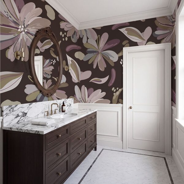 Papel de parede Padrão de flores sobre um fundo castanho (REF: t01059v2) Papel de parede Padrão de flores sobre um fundo castanho (REF: t01059v2)