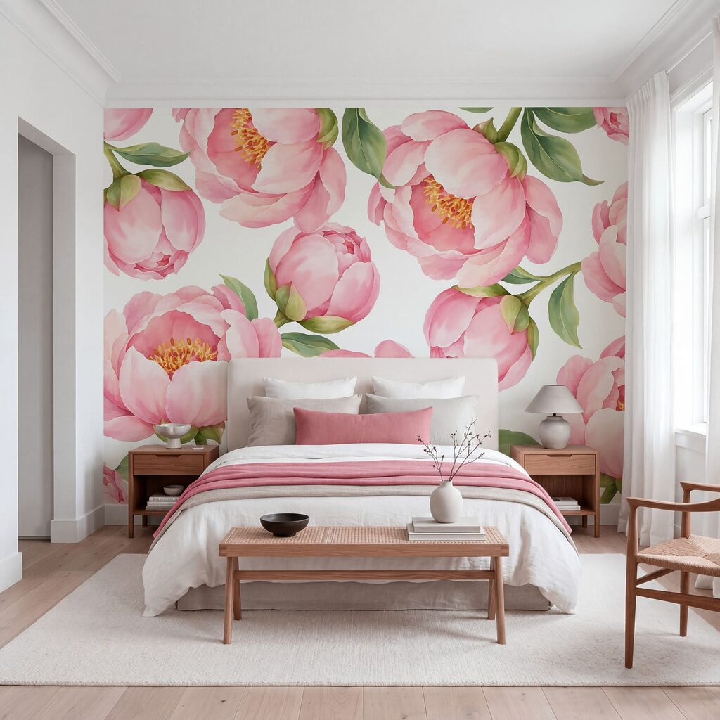 Papel de parede Padrão de flores cor-de-rosa (REF: t01096)