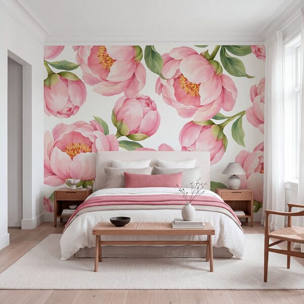 Papel de parede Padrão de flores cor-de-rosa (REF: t01096)