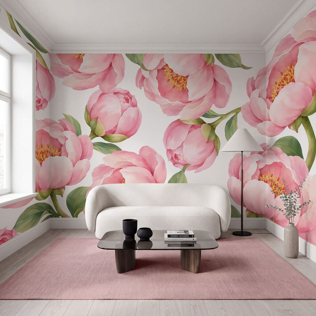 Papel de parede Padrão de flores cor-de-rosa (REF: t01096)