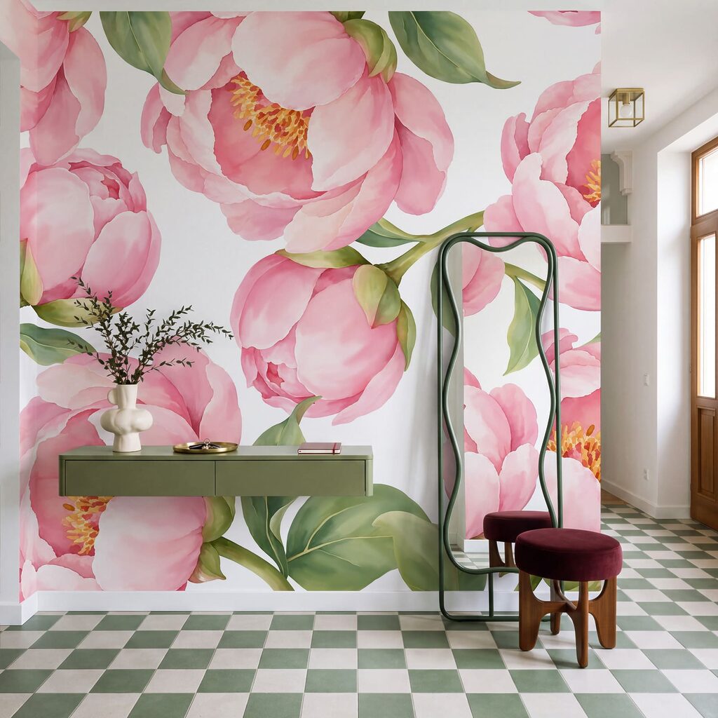 Papel de parede Padrão de flores cor-de-rosa (REF: t01096)