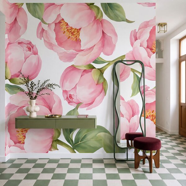 Papel de parede Padrão de flores cor-de-rosa (REF: t01096)