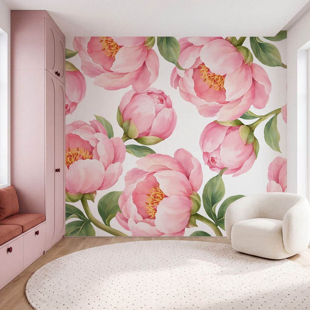 Papel de parede Padrão de flores cor-de-rosa (REF: t01096)