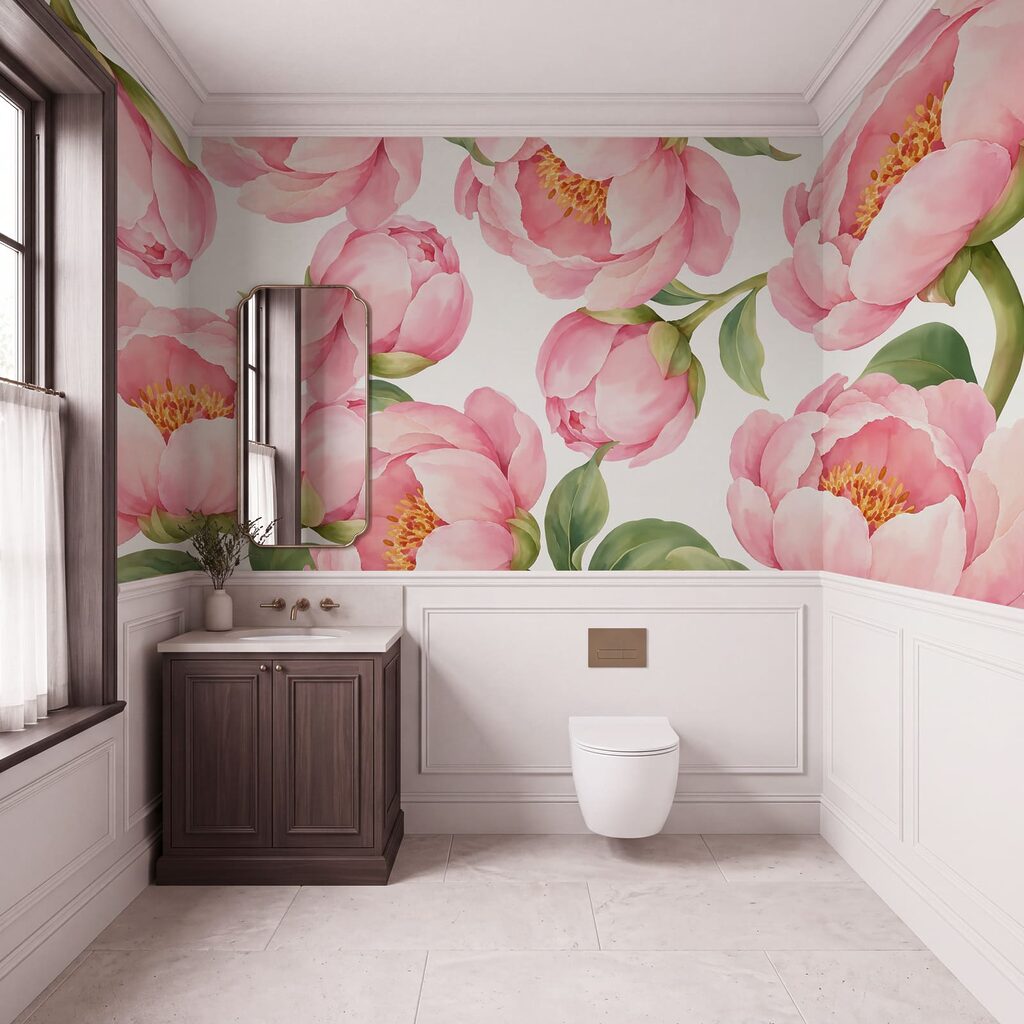 Papel de parede Padrão de flores cor-de-rosa (REF: t01096)