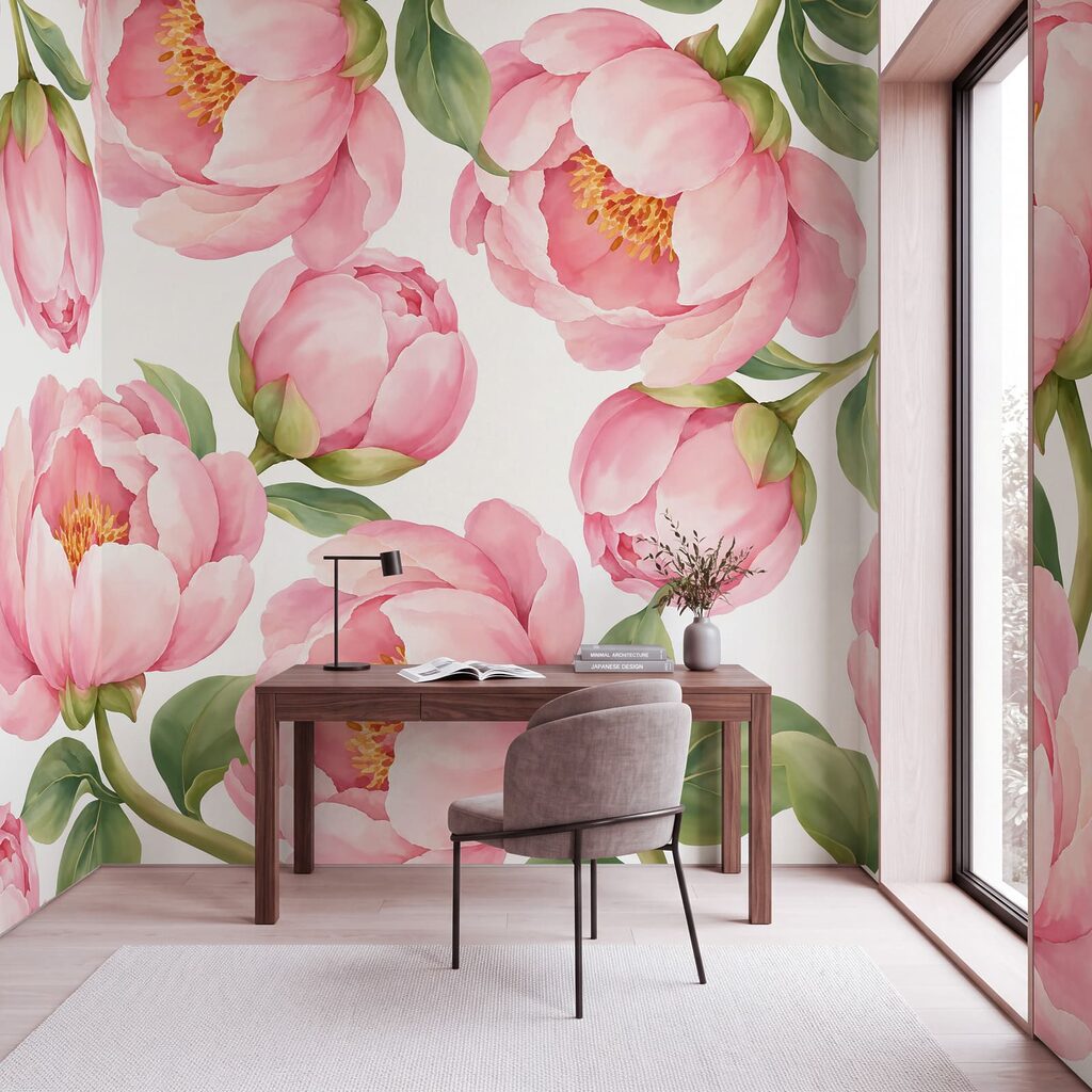 Papel de parede Padrão de flores cor-de-rosa (REF: t01096)