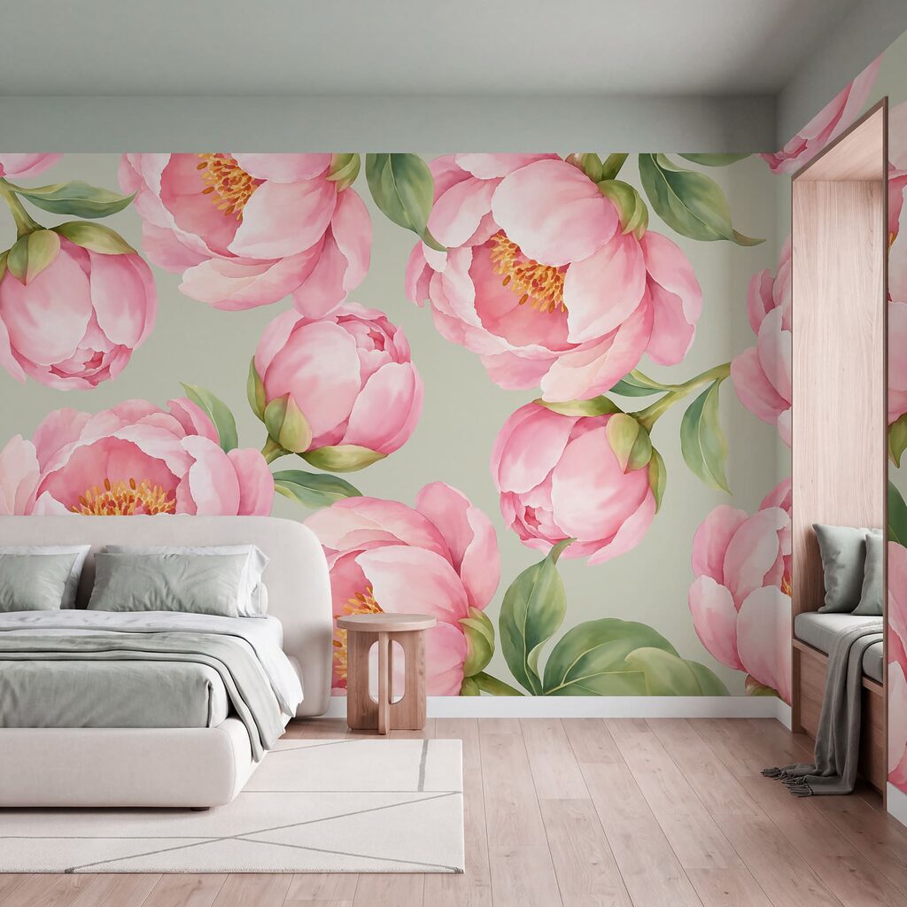Papel de parede Padrão de flores cor-de-rosa (REF: t01096v2) Papel de parede Padrão de flores cor-de-rosa (REF: t01096v2)