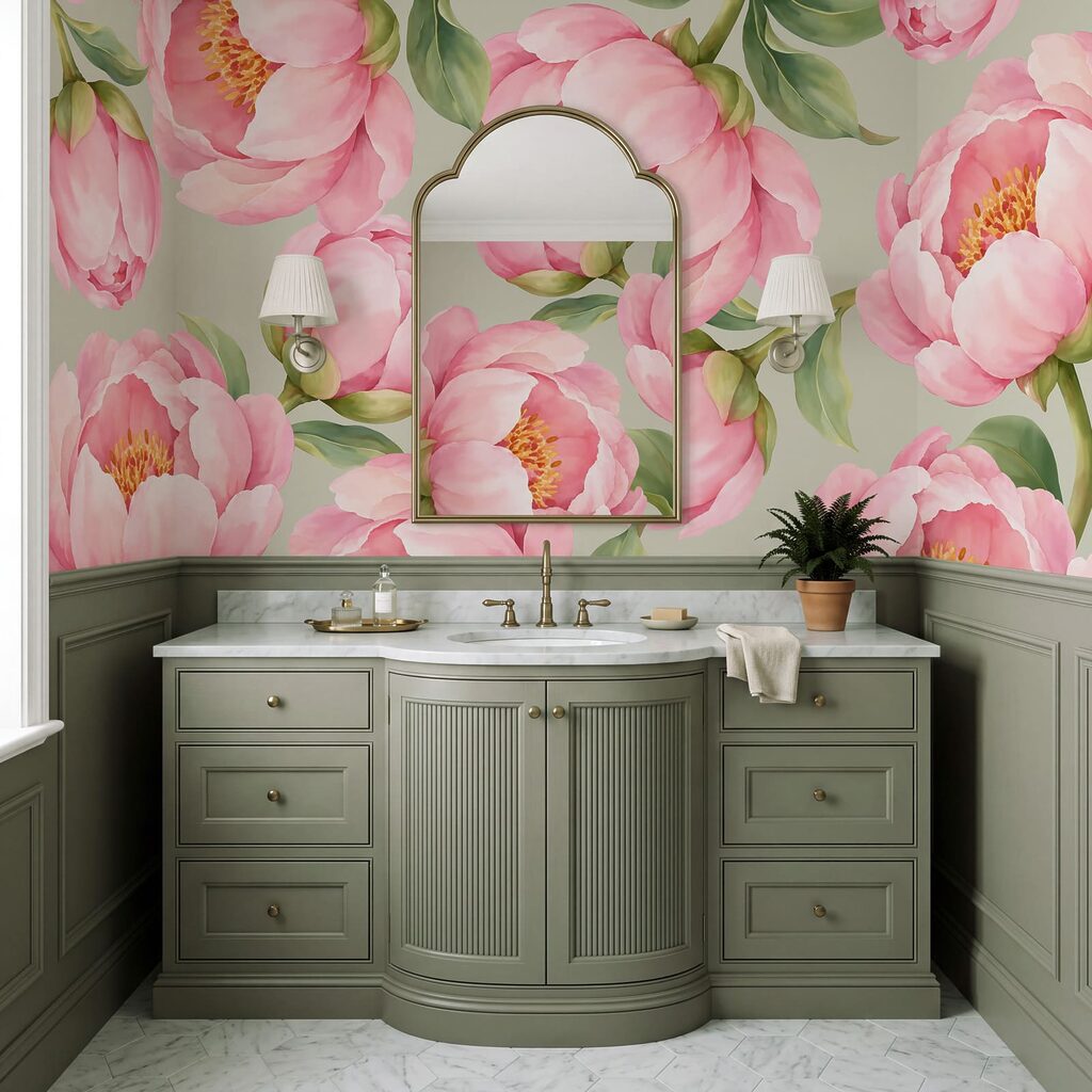 Papel de parede Padrão de flores cor-de-rosa (REF: t01096v2) Papel de parede Padrão de flores cor-de-rosa (REF: t01096v2)