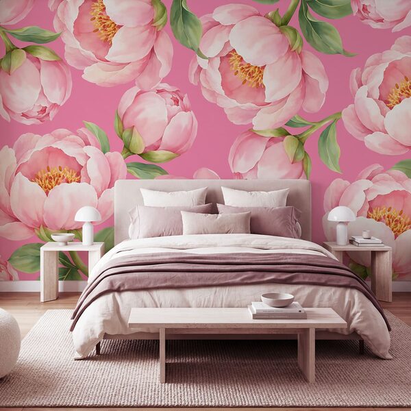 Papel de parede Flores cor-de-rosa sobre um fundo cor-de-rosa (REF: t01096v4) Papel de parede Flores cor-de-rosa sobre um fundo cor-de-rosa (REF: t01096v4)
