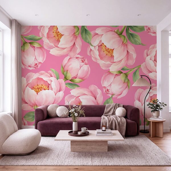 Papel de parede Flores cor-de-rosa sobre um fundo cor-de-rosa (REF: t01096v4) Papel de parede Flores cor-de-rosa sobre um fundo cor-de-rosa (REF: t01096v4)