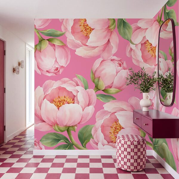 Papel de parede Flores cor-de-rosa sobre um fundo cor-de-rosa (REF: t01096v4) Papel de parede Flores cor-de-rosa sobre um fundo cor-de-rosa (REF: t01096v4)