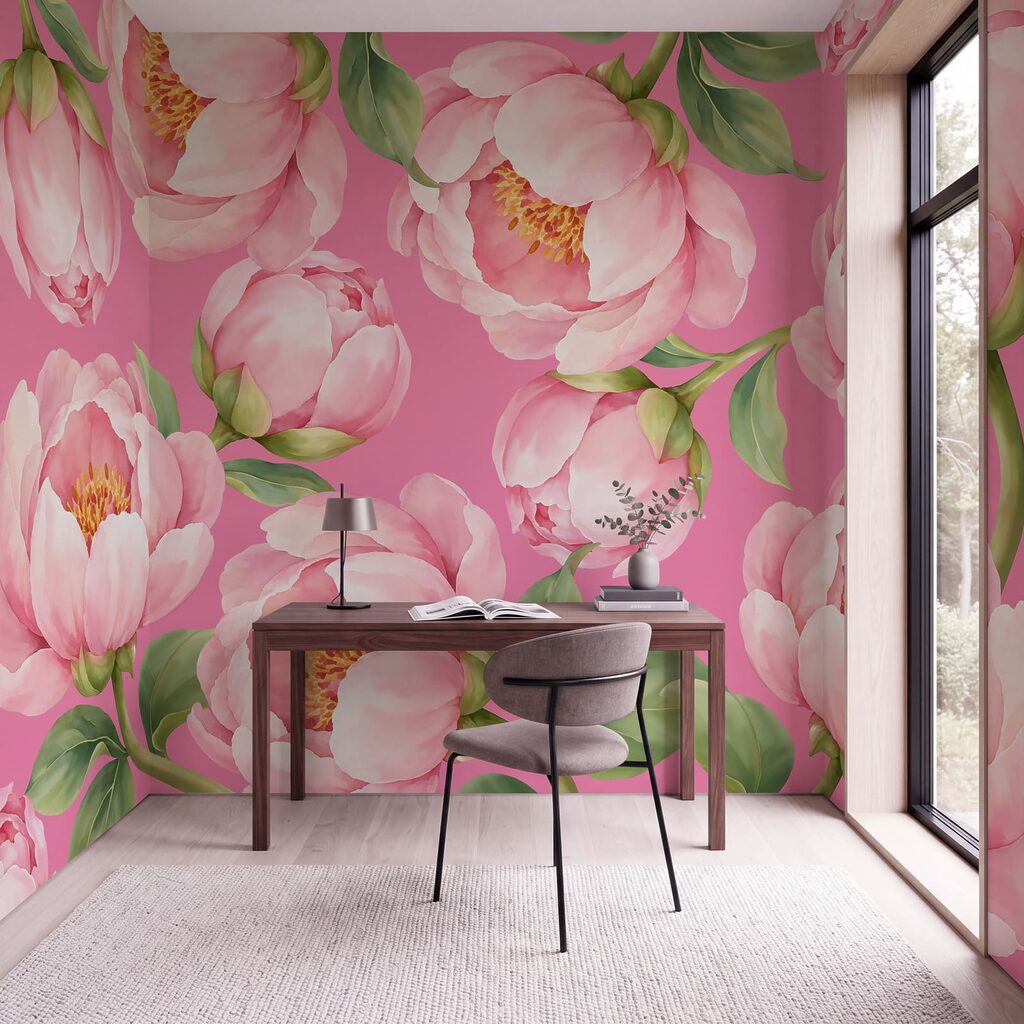 Papel de parede Flores cor-de-rosa sobre um fundo cor-de-rosa (REF: t01096v4) Papel de parede Flores cor-de-rosa sobre um fundo cor-de-rosa (REF: t01096v4)