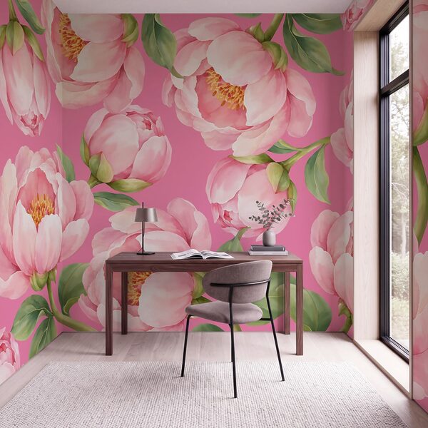 Papel de parede Flores cor-de-rosa sobre um fundo cor-de-rosa (REF: t01096v4) Papel de parede Flores cor-de-rosa sobre um fundo cor-de-rosa (REF: t01096v4)