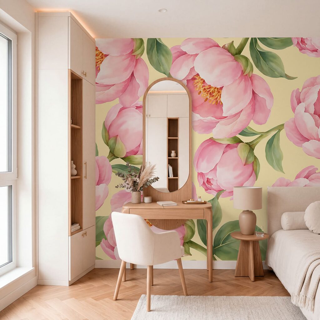 Papel de parede Padrão de flores cor-de-rosa (REF: t01096v5) Papel de parede Padrão de flores cor-de-rosa (REF: t01096v5)