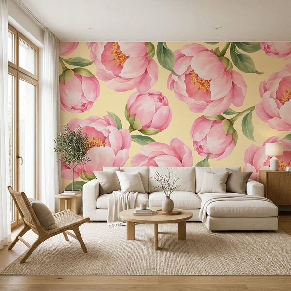 Papel de parede Padrão de flores cor-de-rosa (REF: t01096v5) Papel de parede Padrão de flores cor-de-rosa (REF: t01096v5)