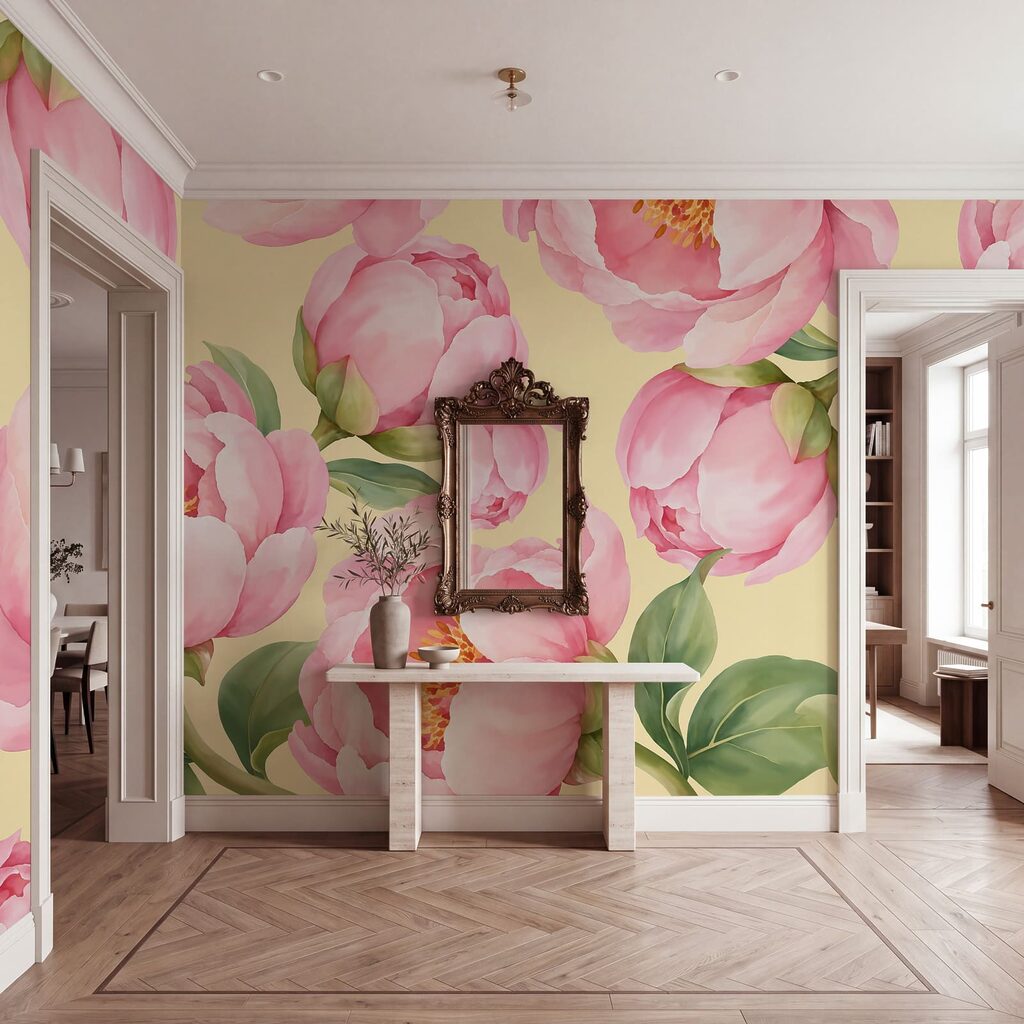 Papel de parede Padrão de flores cor-de-rosa (REF: t01096v5) Papel de parede Padrão de flores cor-de-rosa (REF: t01096v5)