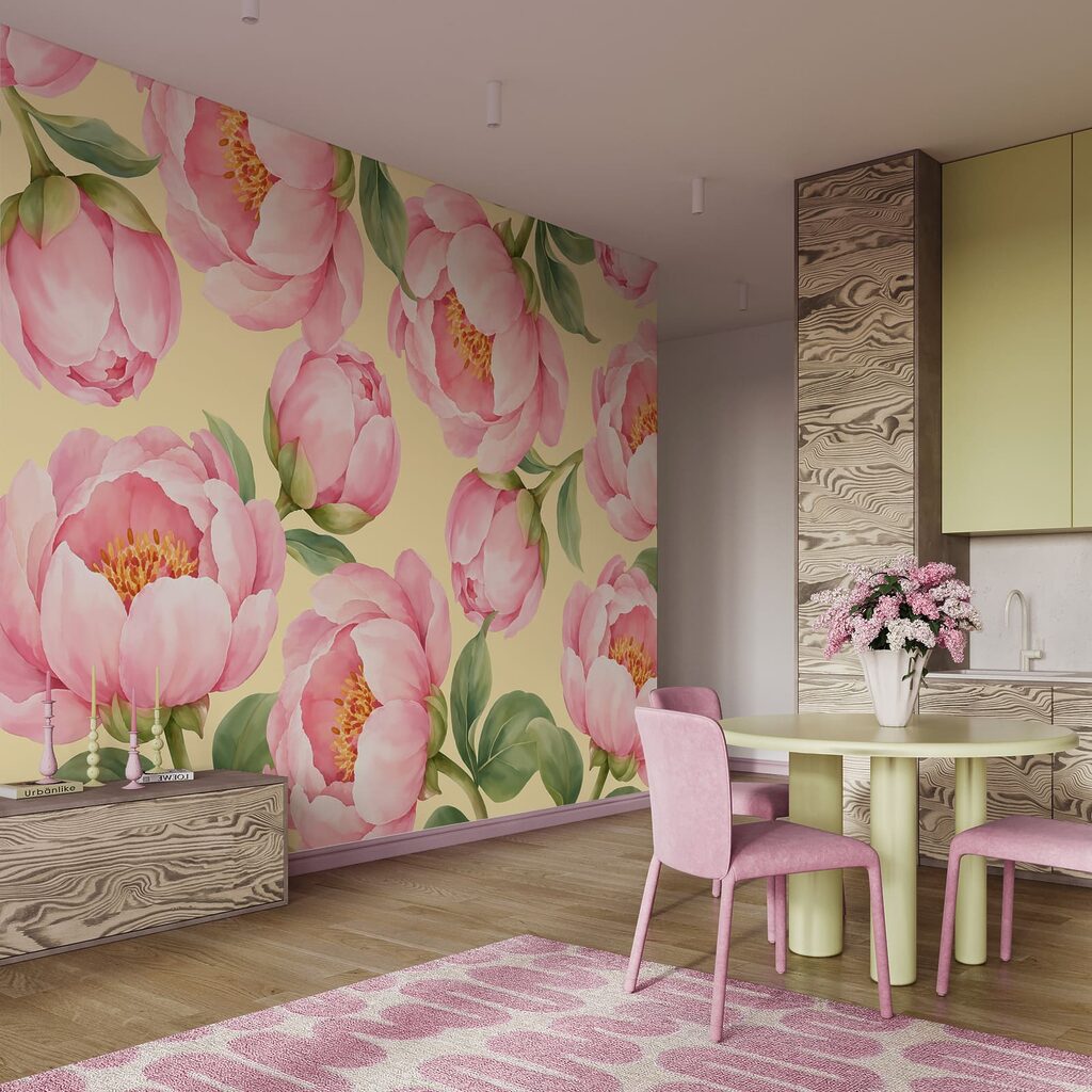 Papel de parede Padrão de flores cor-de-rosa (REF: t01096v5) Papel de parede Padrão de flores cor-de-rosa (REF: t01096v5)