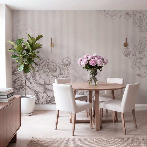 Papel de parede Flores delicadas em tons suaves (REF: t01097v2)